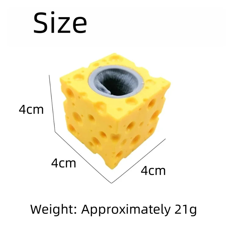 Pop Up Funny Mouse and Cheese Block Squeeze Anti-stress Toy Hide and Seek Figures Stress Relief Fidget Toys for Kids Adult