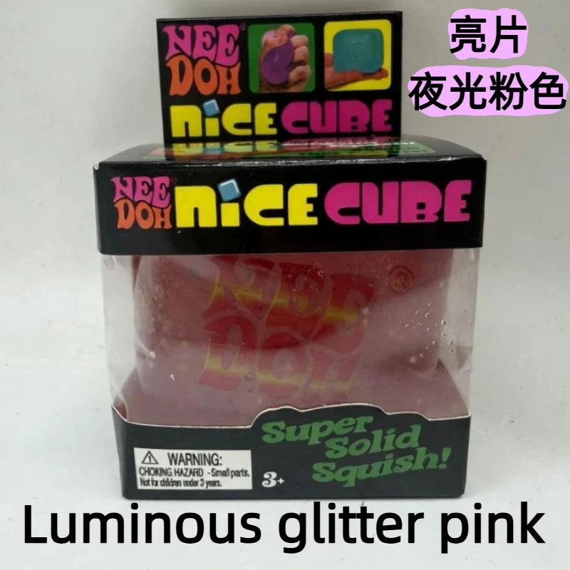 New Schylling Needoh Nice Cube Squishy Stress Toy Glow In The Dark Slow Rebound Sensory Glitter Pressure Relief For Adults gifts