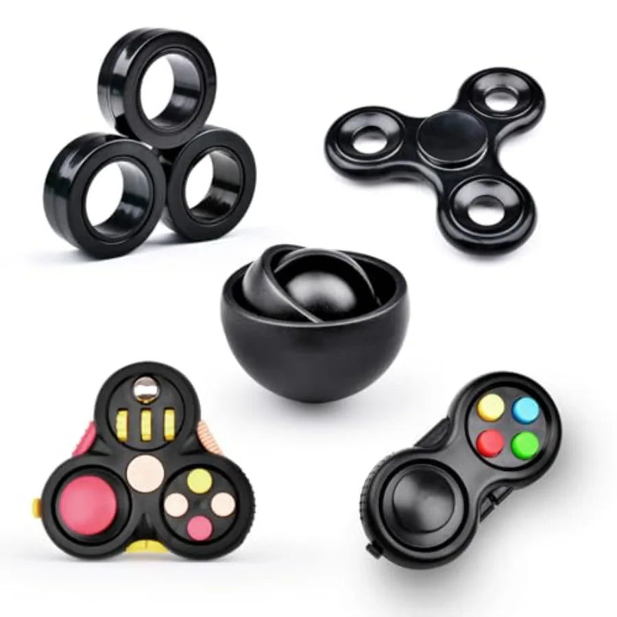 Quality Assurance Fidget Toys Adults Pack 5Pcs, Fidget Spinner with Magnetic Rings Gyro, Fidget Controller Autism Sensory Toys,