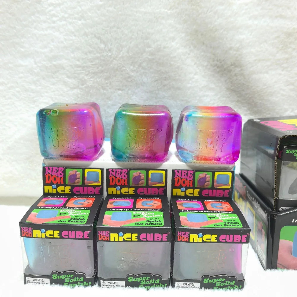 Schylling NeeDoh Rainbow Cube Squishy Blind Box Toy CubeStress Relief Fingertip Release Toy Sensory Stress Reliever Toy