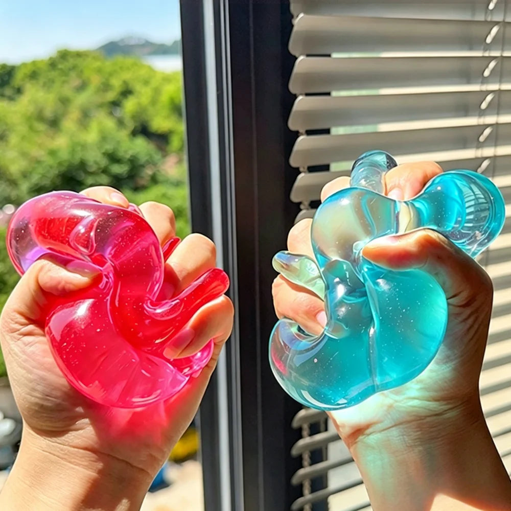 Shapeable Ultra Clear Maltose Donut Stress Ball Squishy Toy Slow Rebound Stress Relief Fidget Toy for Anxiety Stress Reliever