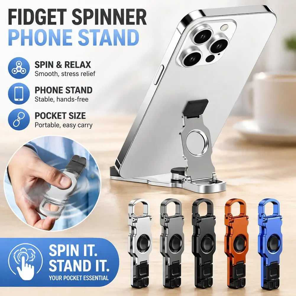 Metal Fidget Spinner Desk Phone Holder Foldable Stand for IPhone 18 17 Pro Samsung Support Telephone Desktop Bracket Accessories