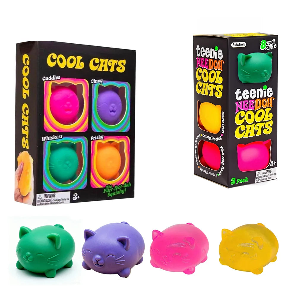 Needoh Cute Cat Maltose Squishy Toys Slow Rise Stress Relief Ball Sensory Fidget Toys for Adult Kids Anti-Anxiety Sensory Toys