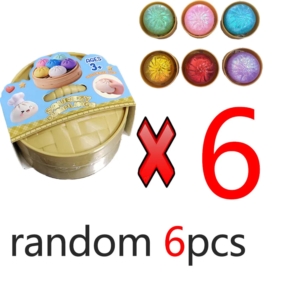 In Stock Glitter Dumpling Glitter Dumpling Squishy with Box Dumplings Sensory Squeeze Toy for Stress Relief