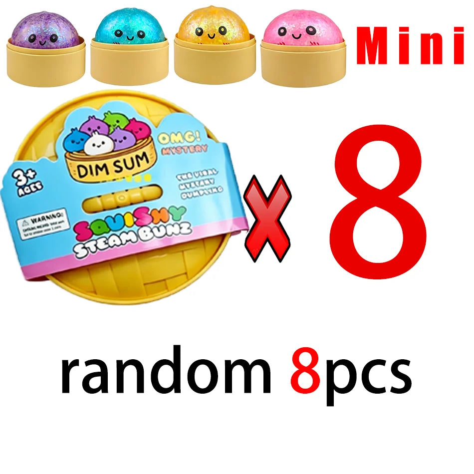 Mini 1-24pcs Glitter Dumpling Glitter Dumpling Squishy with Box Dumplings Sensory Squeeze Toy for Stress Relief