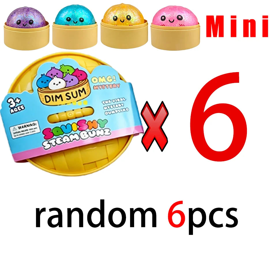 Mini 1-24pcs Glitter Dumpling Glitter Dumpling Squishy with Box Dumplings Sensory Squeeze Toy for Stress Relief