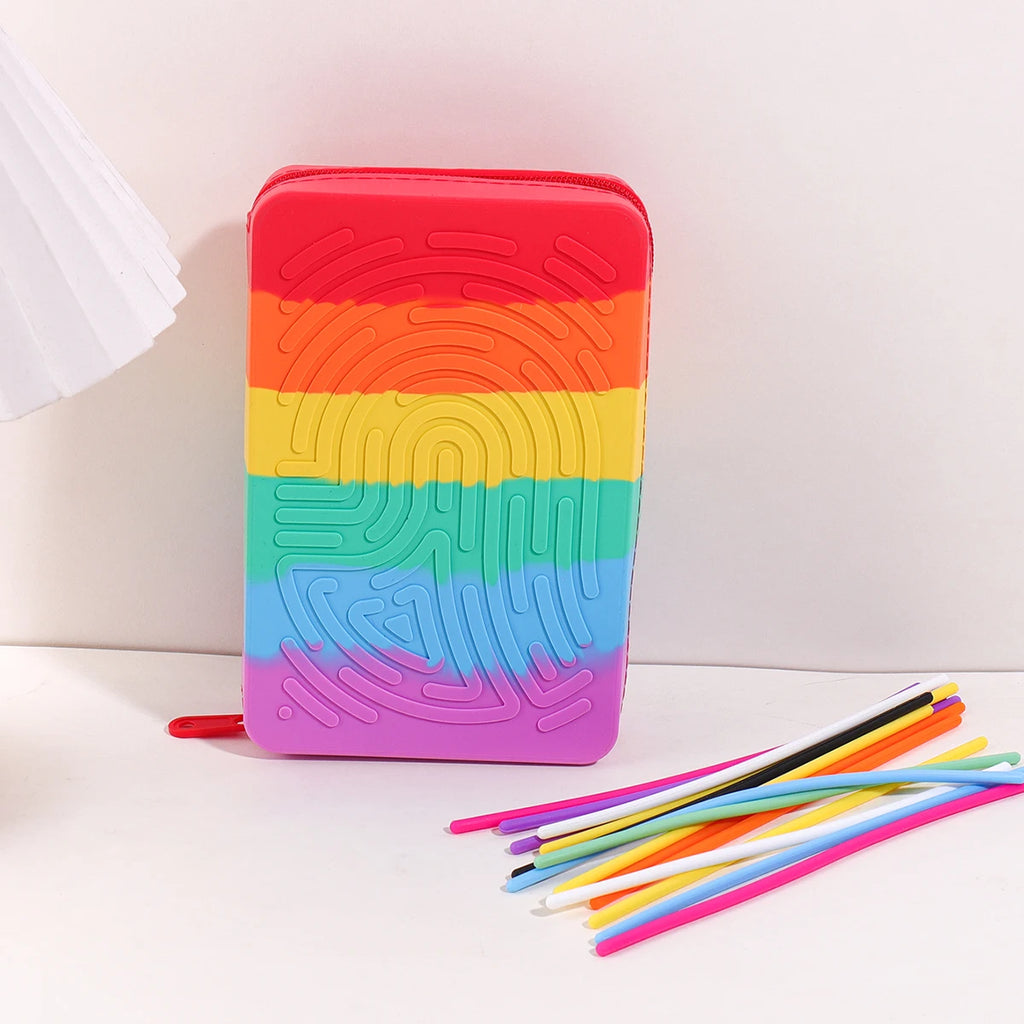 Silicone Rainbow Desk Stationery Fidget Toy 20 Strings Educational Sensory Puzzle Food Grade BPA Free for Student