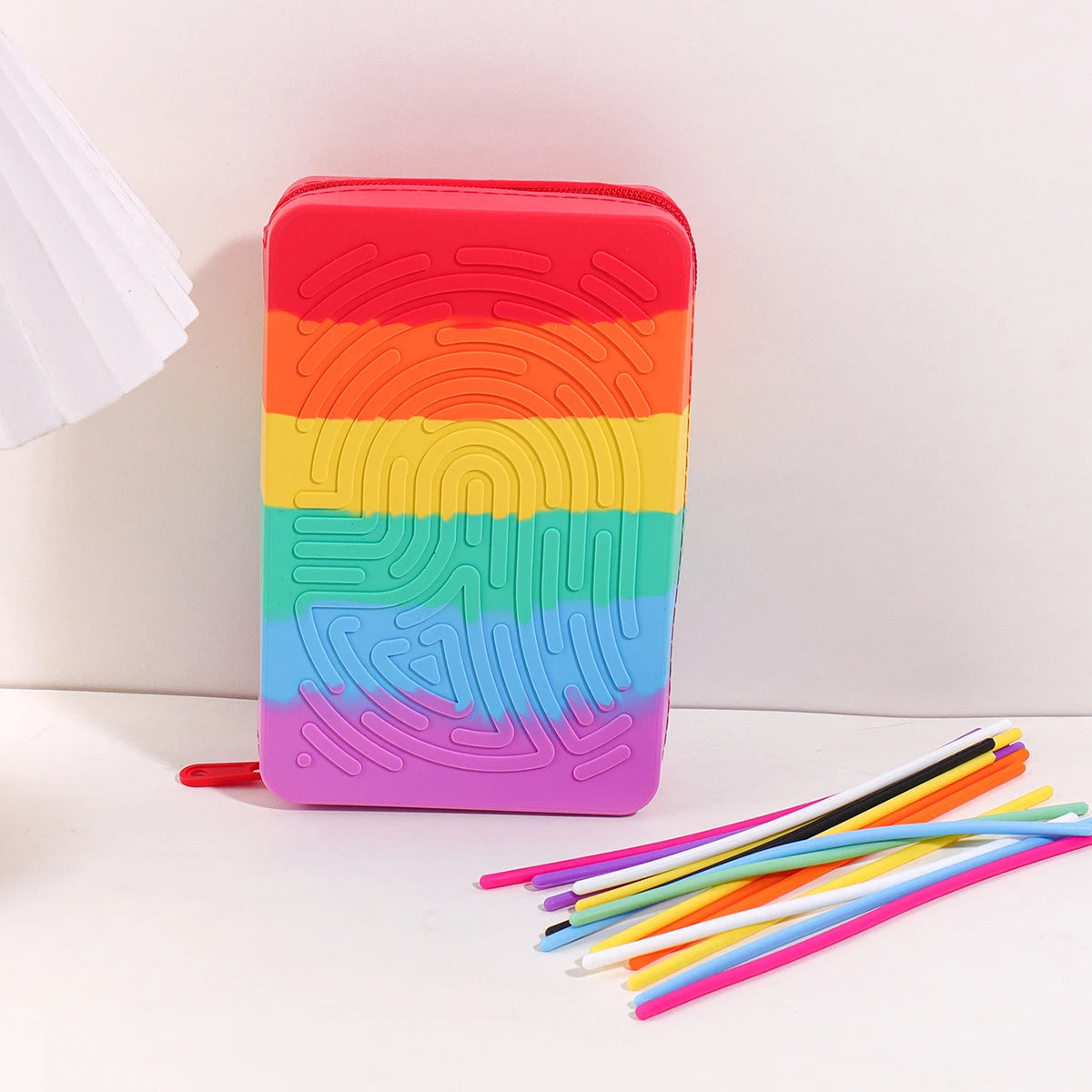 Silicone Rainbow Desk Stationery Fidget Toy 20 Strings Educational Sensory Puzzle Food Grade BPA Free for Student