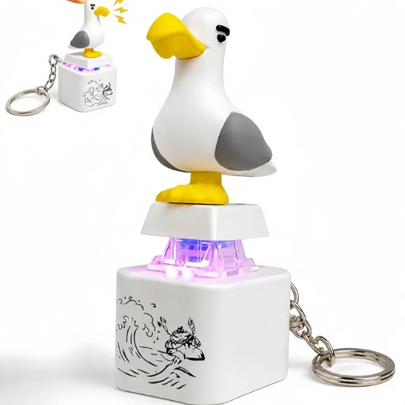 Led Light And Sound Mine Bird Keychain Rechargeable Fidget Keyboard Clicker Toy Stress Relief Key Ring For Adults Kids