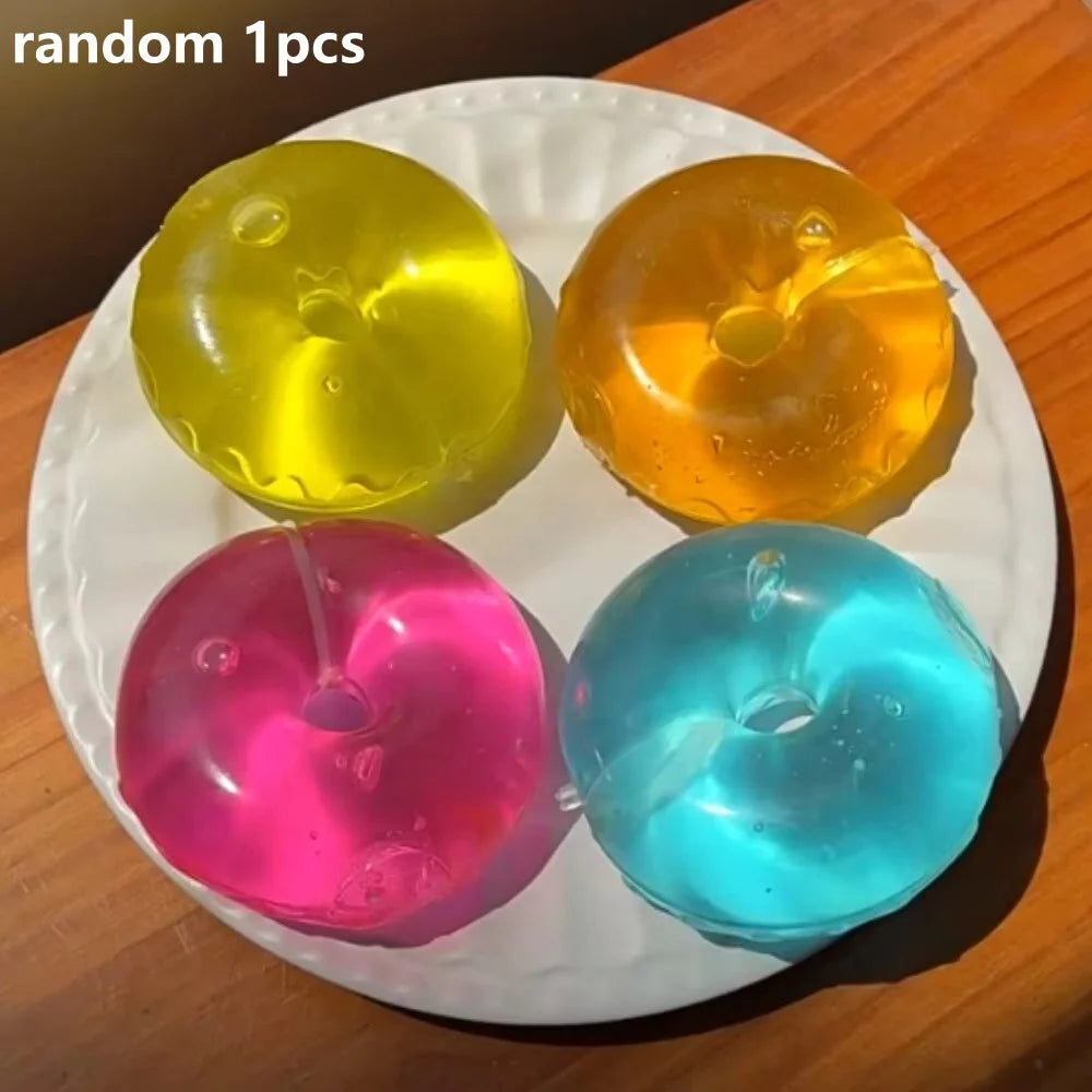 Shapeable Ultra Clear Maltose Donut Stress Ball Squishy Toy Slow Rebound Stress Relief Fidget Toy for Anxiety Stress Reliever