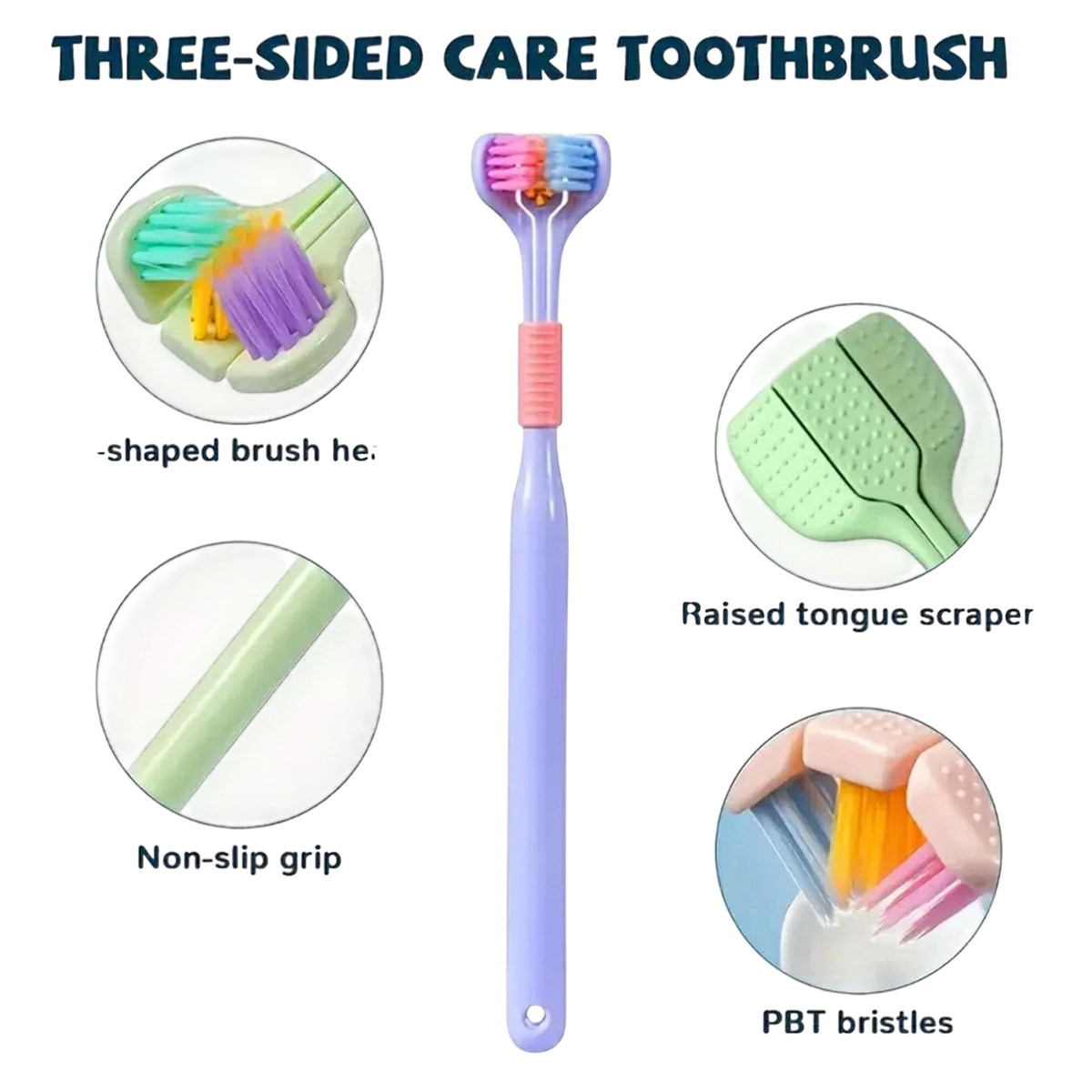 1pc Soft Bristle 3-sided Toothbrush Gentle Clean Adult Teeth Brush for Complete Gum Care Autism Sensory Design Oral Health Tool - photo 3