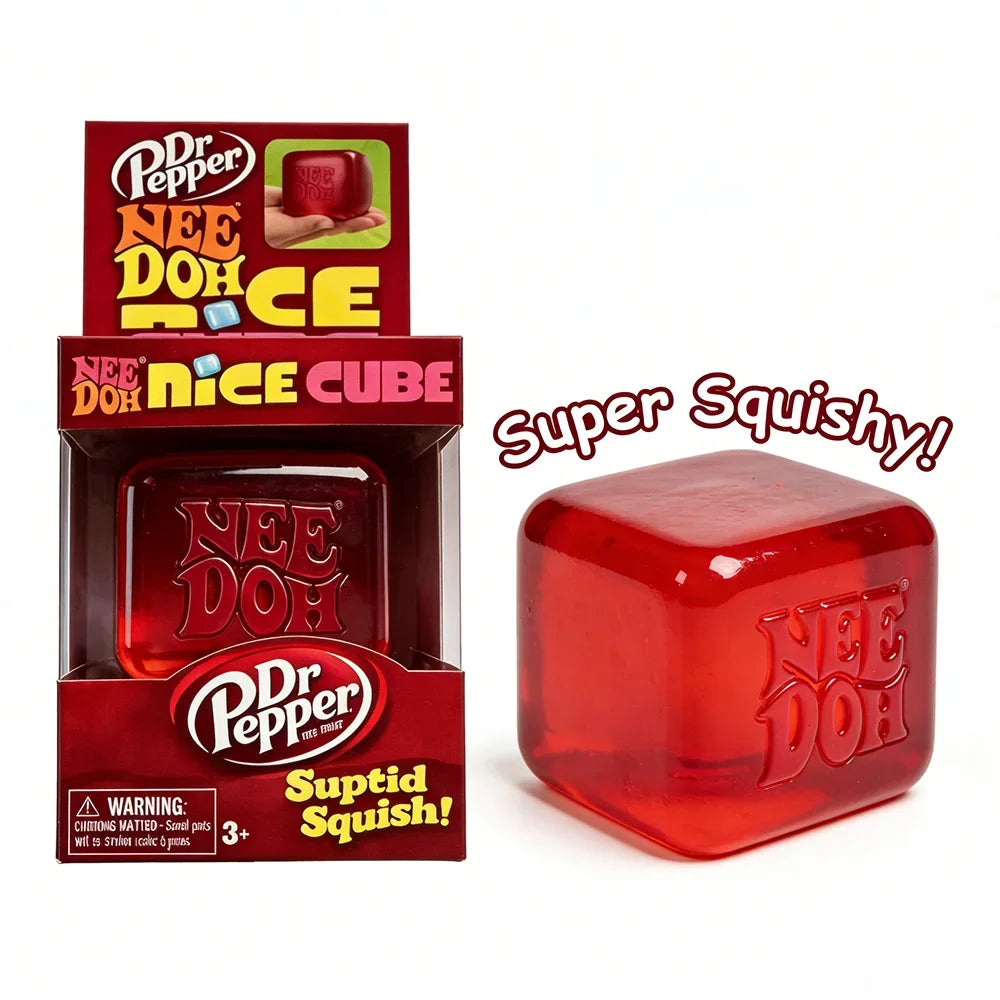 Dr Pepper NeeDoh Nice Cube Squishy Stress Relief Toy Soft Squeeze Fidget Cube for Kids Adults Anxiety Sensory