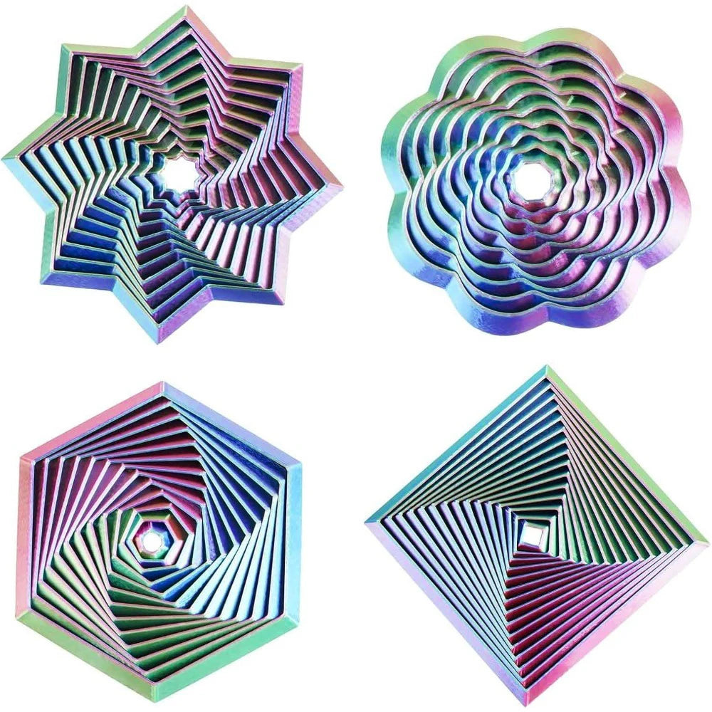 4pcs Fractal Spiral Hexagon Restless Star, Colorful Rotating Spiral Design, Stress Relief Desk Polygon Office and Home Party - photo 3