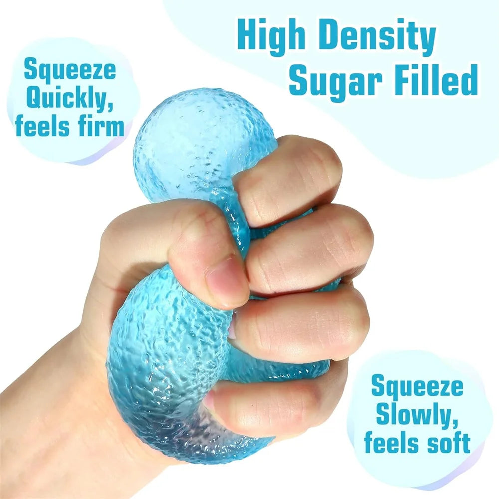 1PC Textured Squishy Squeeze Toy Malt Sugar Filled High Density Ice Squishy Stress Cube Sugar Balls Fidget Toys for Kids Adults