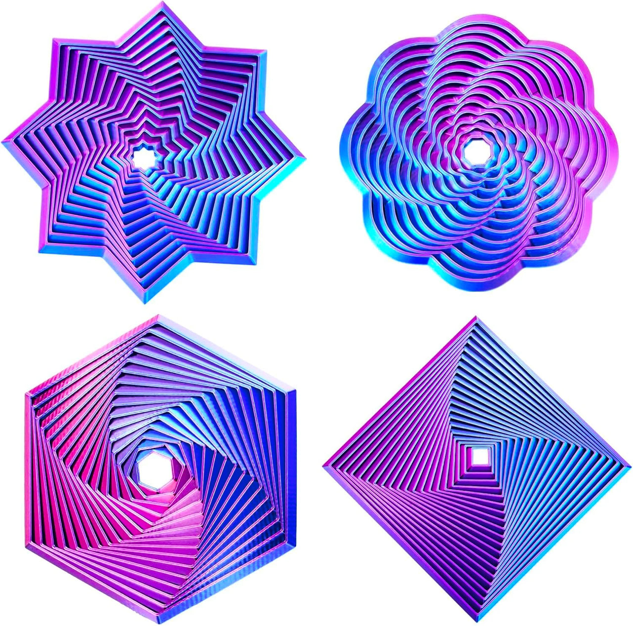 4pcs Fractal Spiral Hexagon Restless Star, Colorful Rotating Spiral Design, Stress Relief Desk Polygon Office and Home Party - photo 2