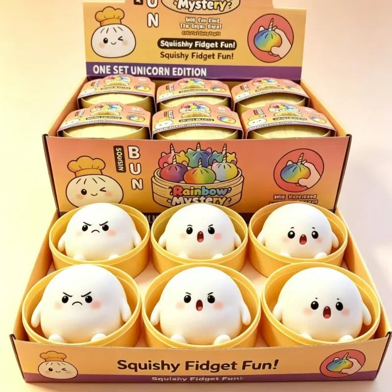 Cartoon Ghost Series Stress Relieving Toy Ghost Bun Soft, Slow, Elastic Squid Toy Clip Steamer Steamed Bun Squeezing Toy Gift