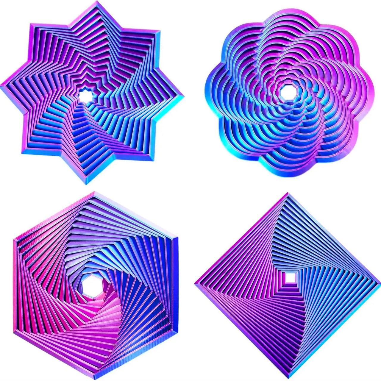 4pcs Fractal Spiral Hexagon Restless Star, Colorful Rotating Spiral Design, Stress Relief Desk Polygon Office and Home Party - photo 4
