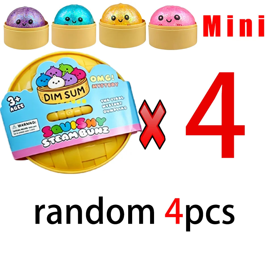 Mini 1-24pcs Glitter Dumpling Glitter Dumpling Squishy with Box Dumplings Sensory Squeeze Toy for Stress Relief
