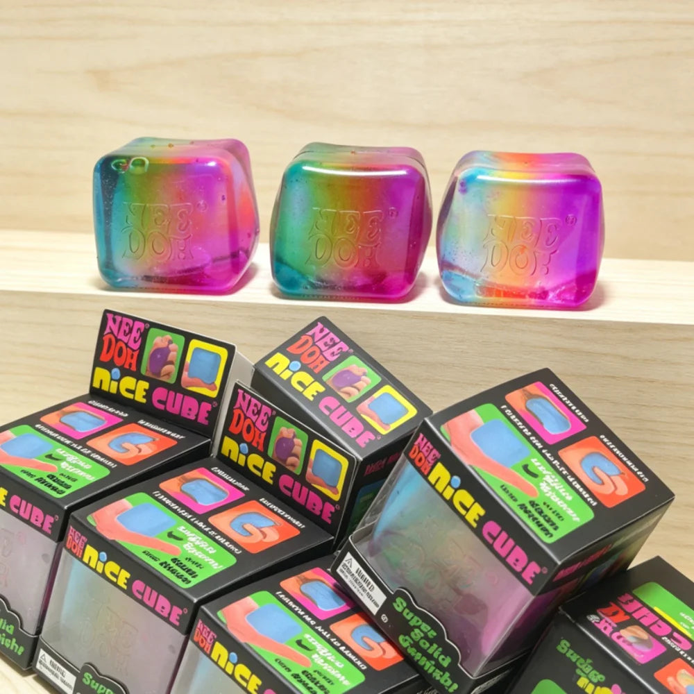 Schylling NeeDoh Rainbow Cube Squishy Blind Box Toy CubeStress Relief Fingertip Release Toy Sensory Stress Reliever Toy