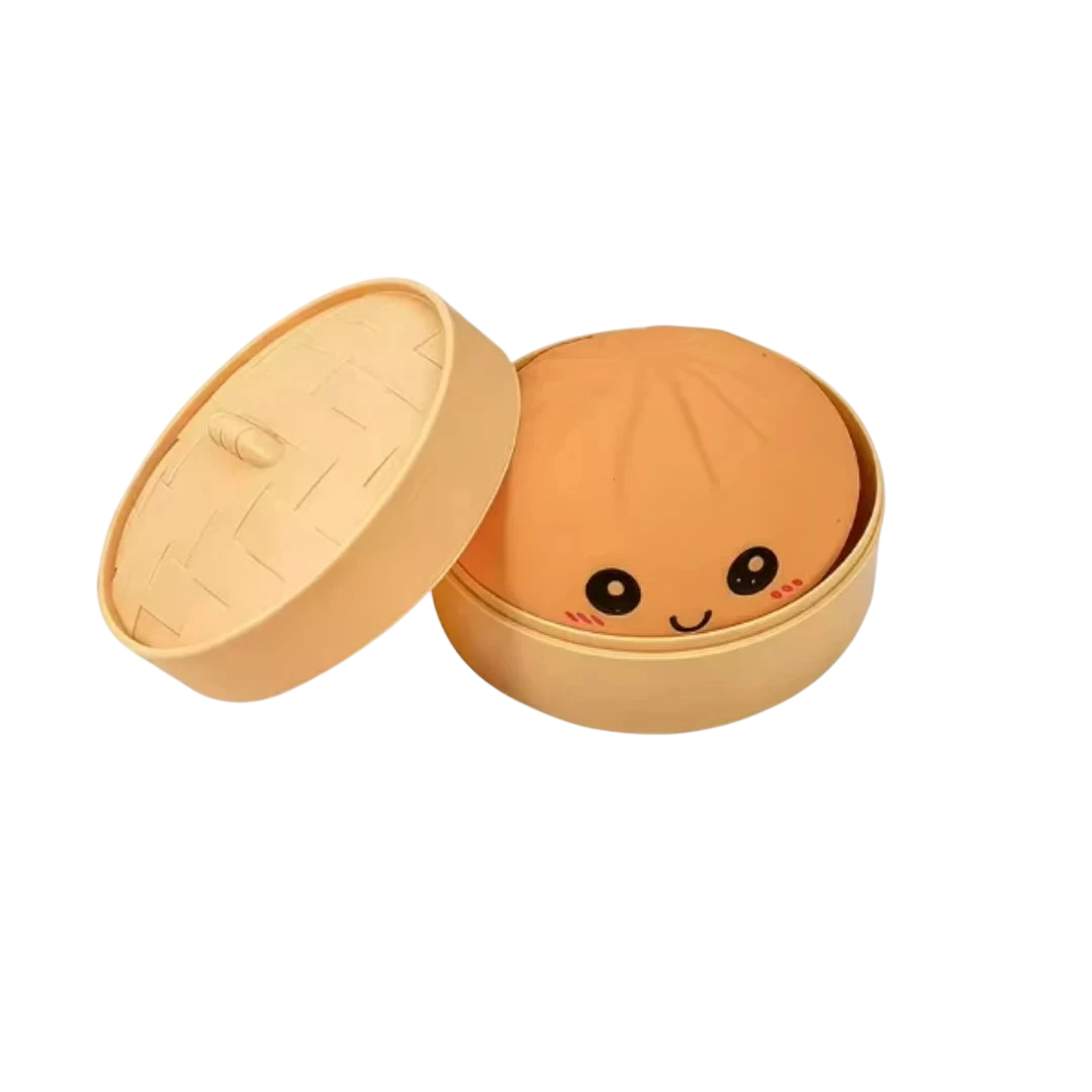 Simulation Dumpling Squishy Rebound Soft Squeeze Stress Ball With Bamboo Steamer Box Anti-Stress Toy Sensory For Creative Gift