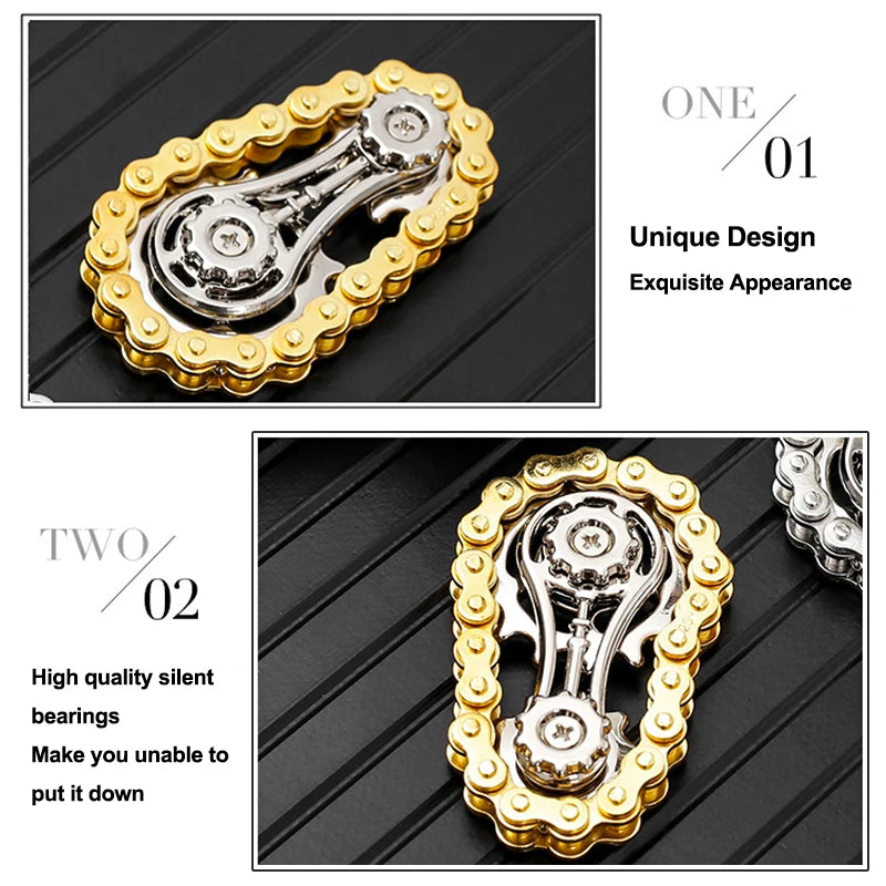 Sprockets Flywheel Gyro Fidget Spinner – Metal Bike Chain EDC