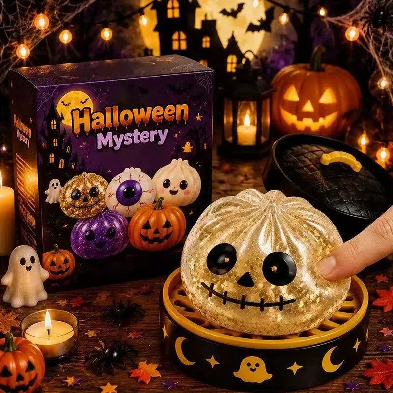 Cartoon Ghost Series Stress Relieving Toy Ghost Bun Soft, Slow, Elastic Squid Toy Clip Steamer Steamed Bun Squeezing Toy Gift