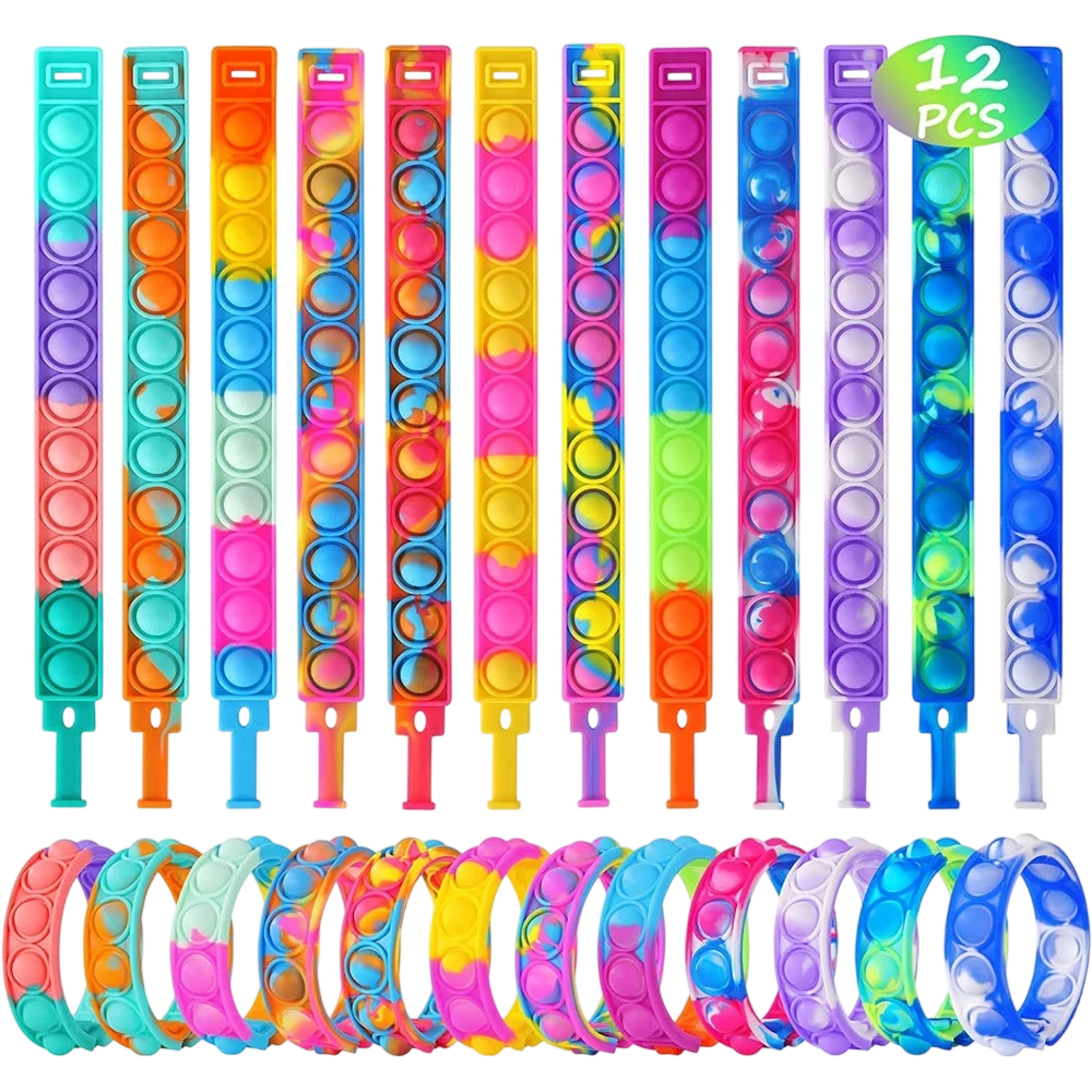 12-Pack Pop Bracelet Fidget Toys – Party Favor Set - photo 2