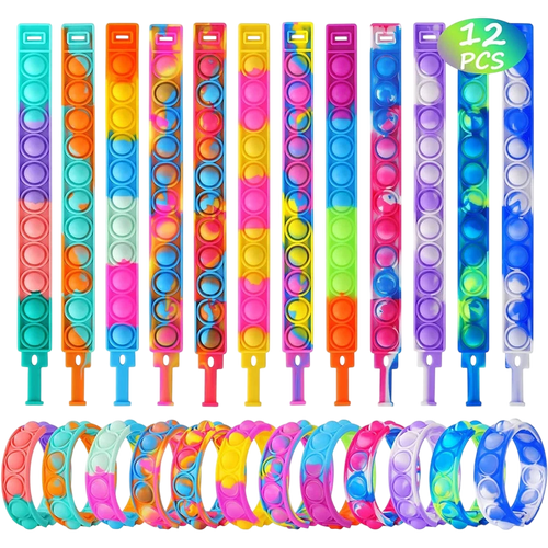 12-Pack Pop Bracelet Fidget Toys – Party Favor Set - photo 2