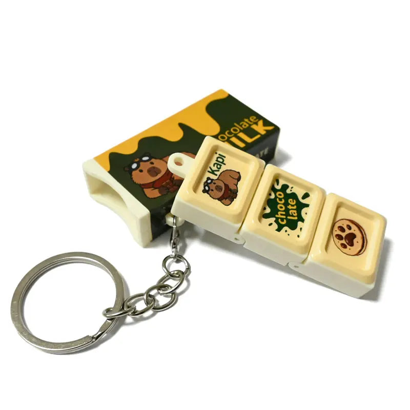 Capybara Chocolate Box Fidget Keychain Clickable Pressable Sensory Snap Pendant Portable Stress Relief Decompression Toy Gift