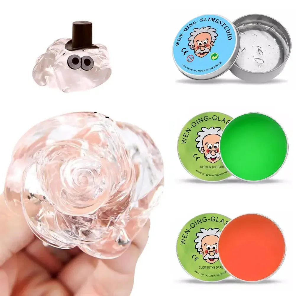1Y-Lab Putty Crystal Clear Glass (1 Pack) Best Thinking Smart Crazy Stress Putty with Tin, Sensory & Bouncing Toy Children Gifts