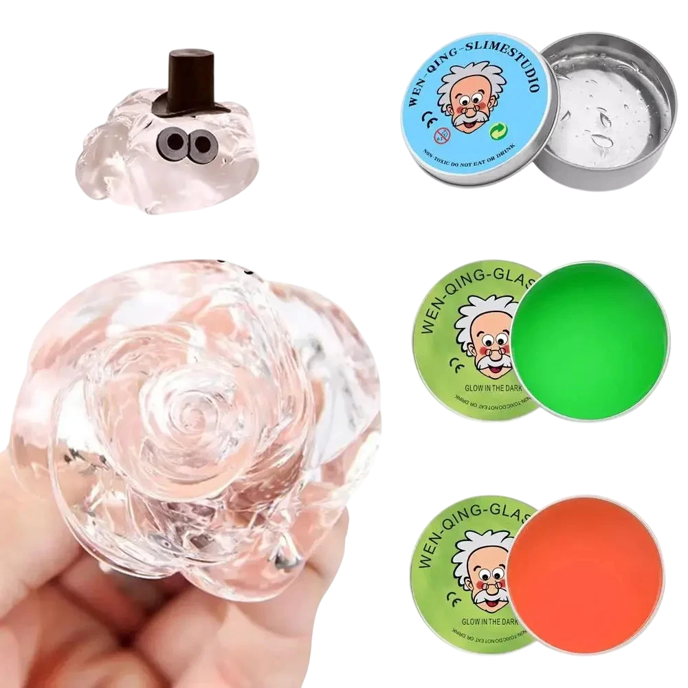 1Y-Lab Putty Crystal Clear Glass (1 Pack) Best Thinking Smart Crazy Stress Putty with Tin, Sensory & Bouncing Toy Children Gifts
