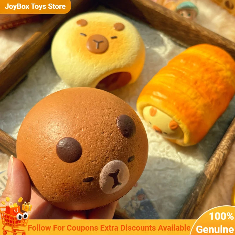 Original New Capybara Bread Squishy Toy Blind Box Slow Rising Soft Squeeze Stress Relief Fidget Toy Cute Healing Sensory Gift