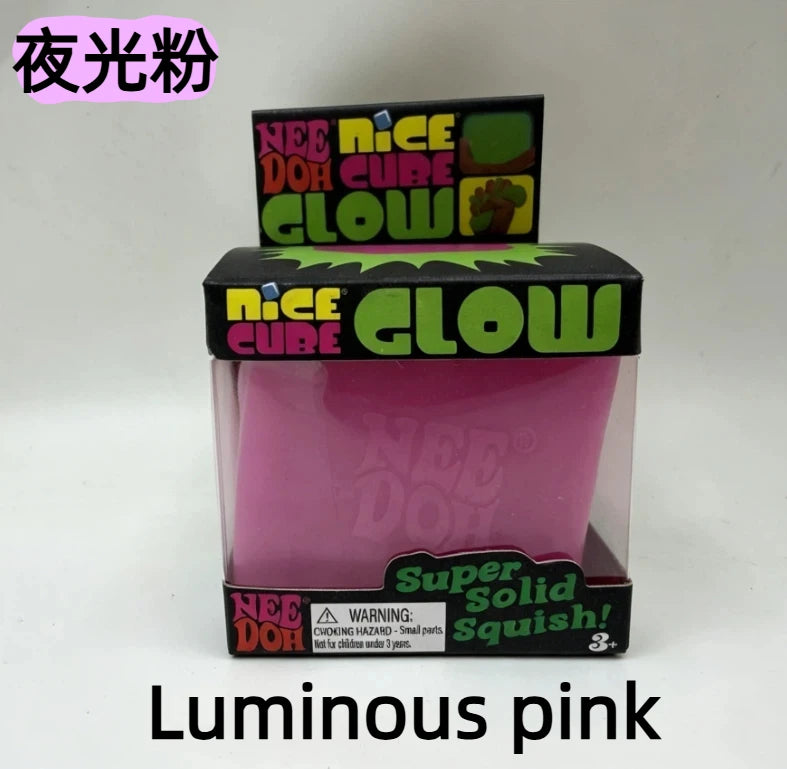 New Schylling Needoh Nice Cube Squishy Stress Toy Glow In The Dark Slow Rebound Sensory Glitter Pressure Relief For Adults gifts