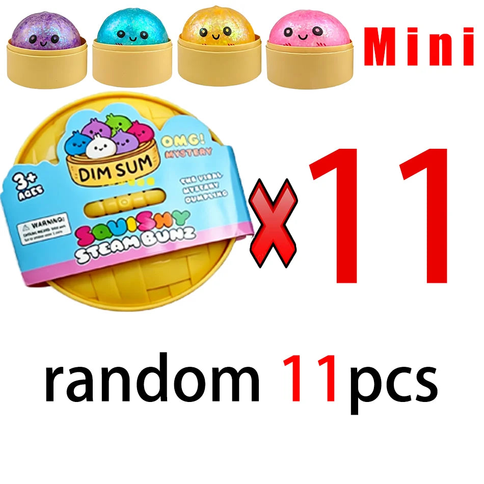 Mini 1-24pcs Glitter Dumpling Glitter Dumpling Squishy with Box Dumplings Sensory Squeeze Toy for Stress Relief