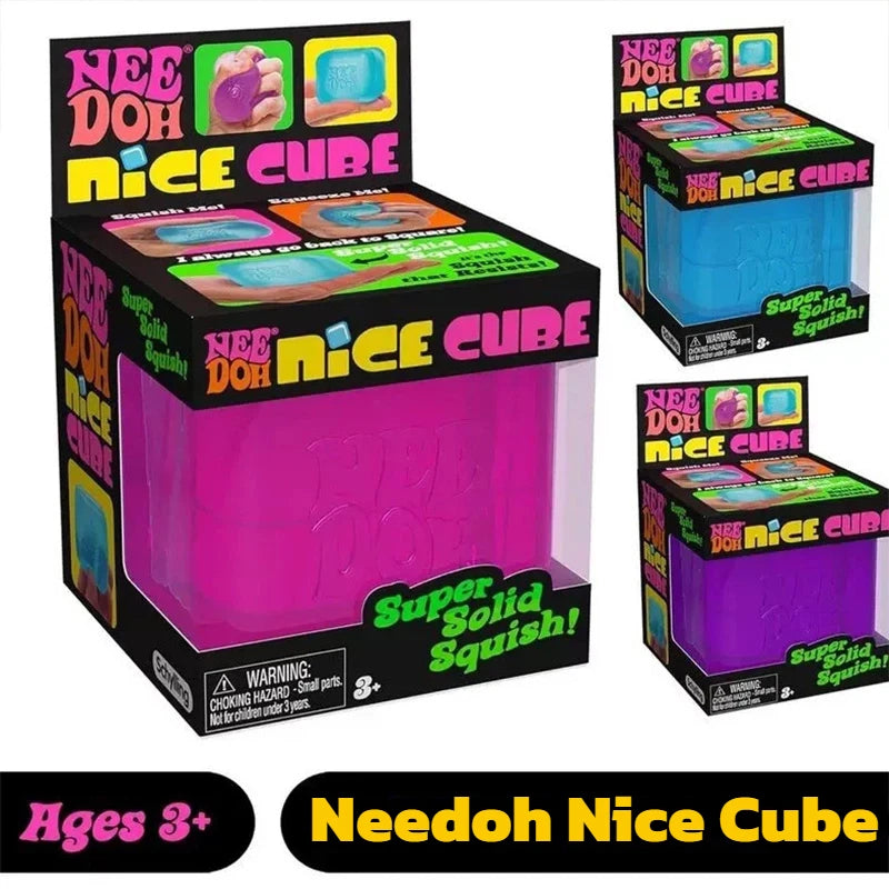 Schylling Needoh Nice Cube Sensory Fidget Stress Relief Squishy Cube Anti-Anxiety Squeeze Object For Relaxation Mindful Play