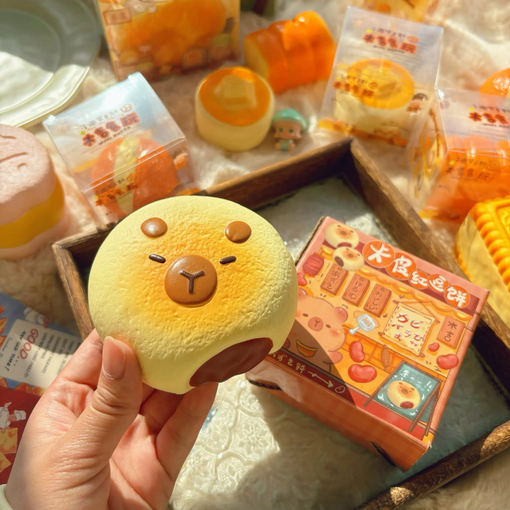 Original New Capybara Bread Squishy Toy Blind Box Slow Rising Soft Squeeze Stress Relief Fidget Toy Cute Healing Sensory Gift