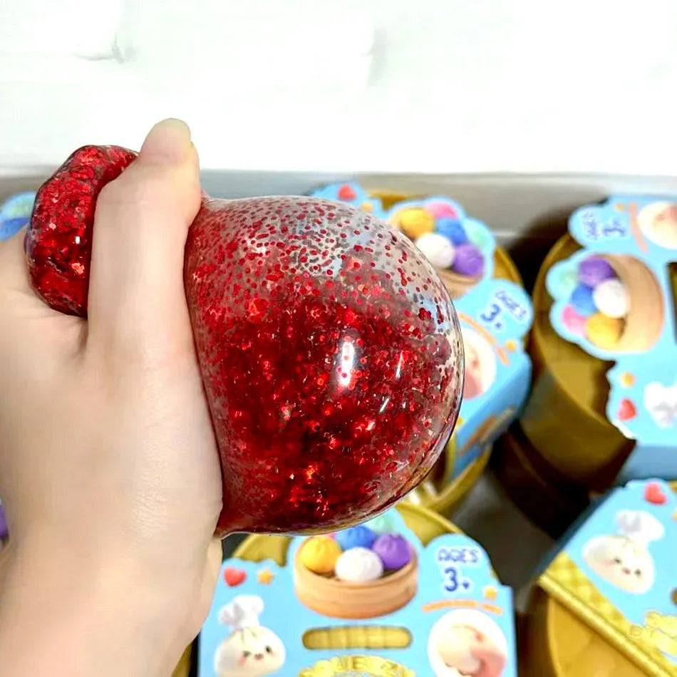 In Stock Glitter Dumpling Glitter Dumpling Squishy with Box Dumplings Sensory Squeeze Toy for Stress Relief