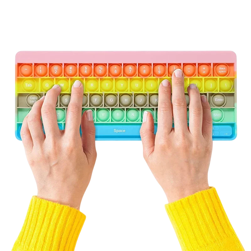 Keyboard Rainbow Push Bubble Sensory Fidget Toys Kids ADHD Anxiety Stress Reliever