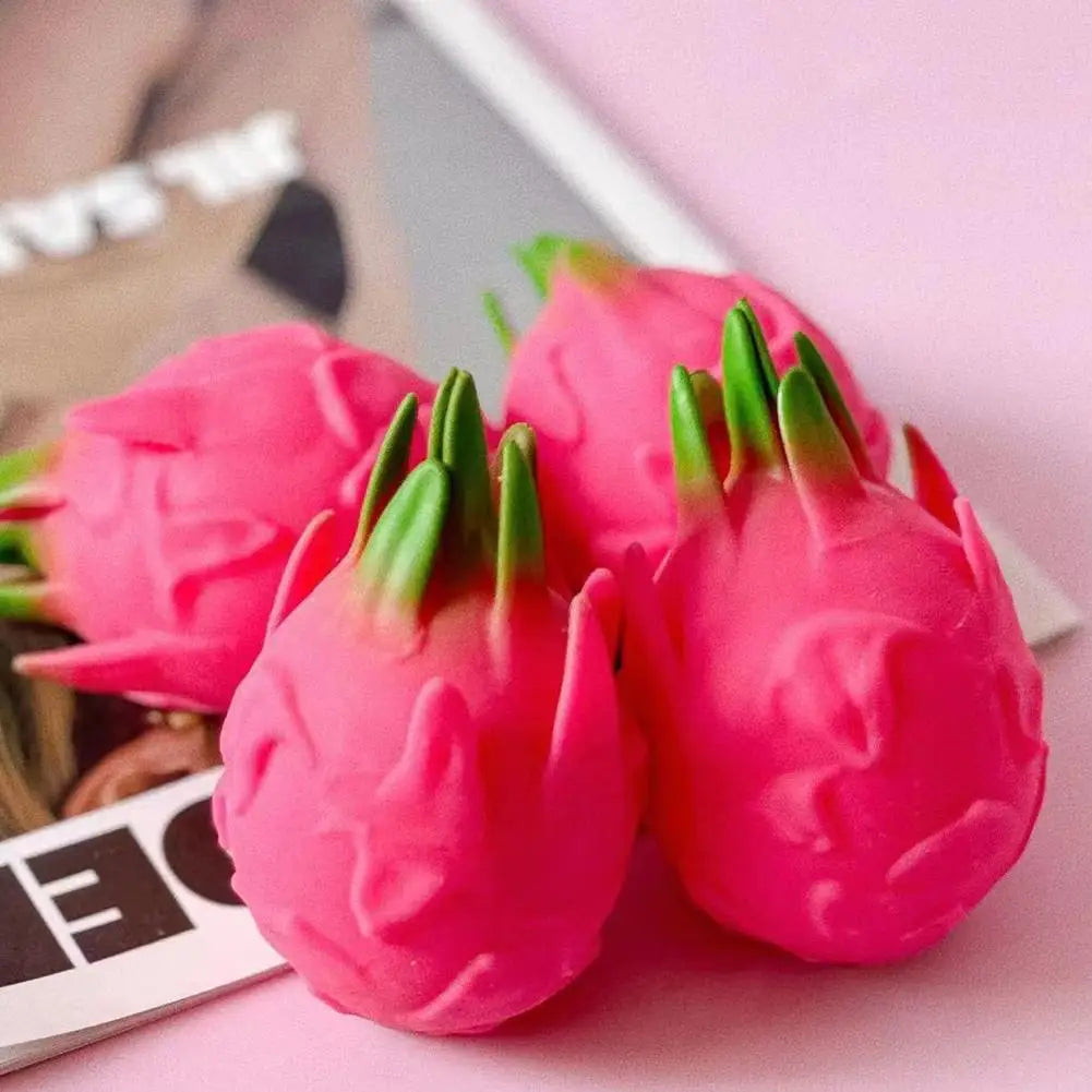 Dragon Fruit Squish Ball Gift Squishy Squeeze Stress Reliever Fidget Sensory Toy Simulation Fruit Food, Squeeze Balls For Kids