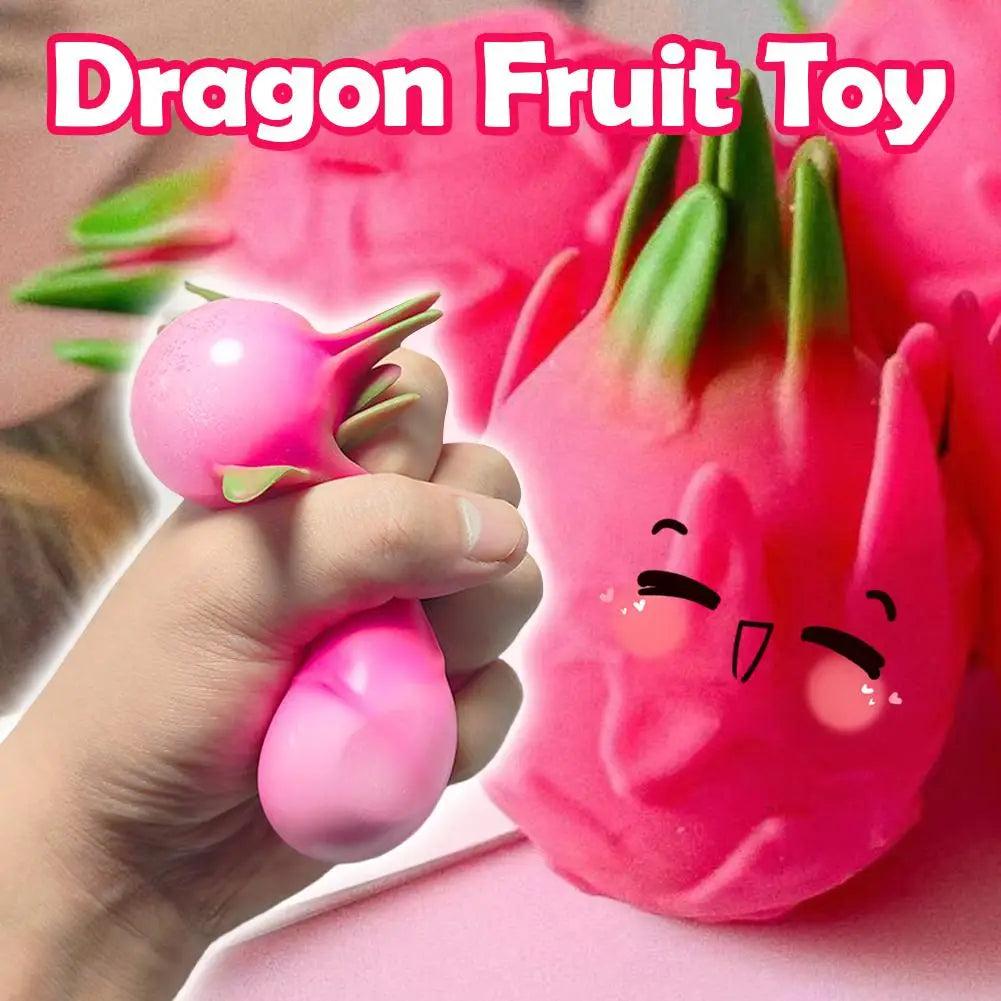 Dragon Fruit Squish Ball Gift Squishy Squeeze Stress Reliever Fidget Sensory Toy Simulation Fruit Food, Squeeze Balls For Kids