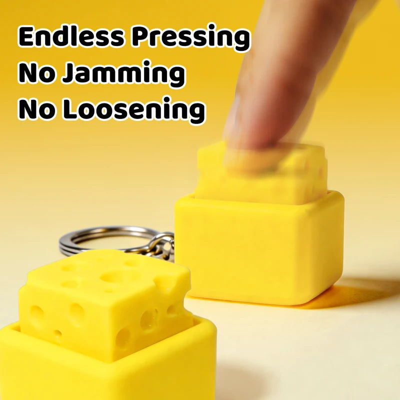 Cheese Keyboard Clicker Keychain Portable Sensory Fidget Toy Crisp Click Sound Cheese Shape Stress Relief Accessory for Decor