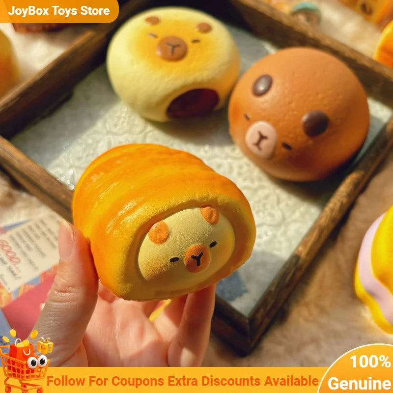 Original New Capybara Bread Squishy Toy Blind Box Slow Rising Soft Squeeze Stress Relief Fidget Toy Cute Healing Sensory Gift