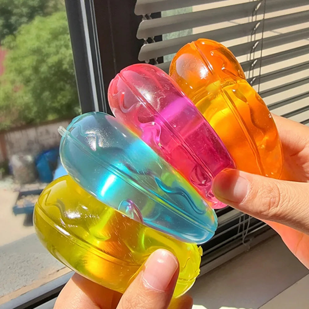 Shapeable Ultra Clear Maltose Donut Stress Ball Squishy Toy Slow Rebound Stress Relief Fidget Toy for Anxiety Stress Reliever