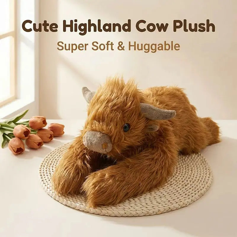 1.0KG Weighted Highland Cow Stuffed Animals Plush Large Cattle Pillow Toy for Kids Adults Birthday Gifts - photo 5