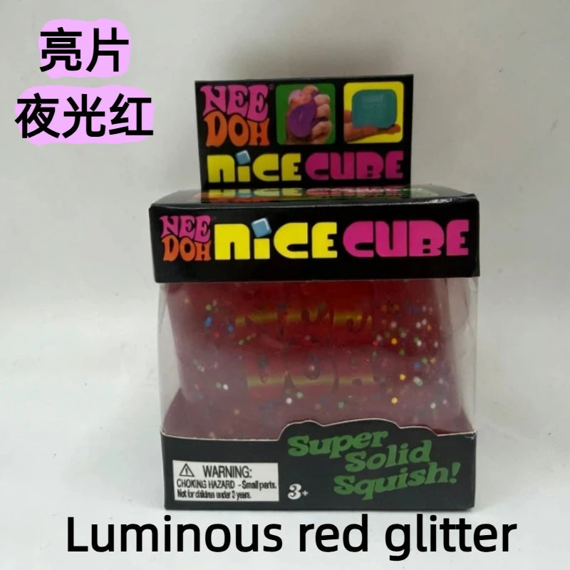 New Schylling Needoh Nice Cube Squishy Stress Toy Glow In The Dark Slow Rebound Sensory Glitter Pressure Relief For Adults gifts