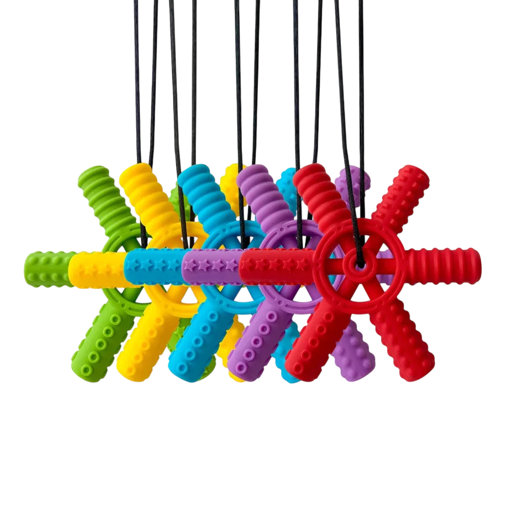 Silicone Teething Necklace Chew Toys Sensory Chewy Pendant for Oral Motor Therapy Autism ADHD Relief Kids Baby Teether Chewable