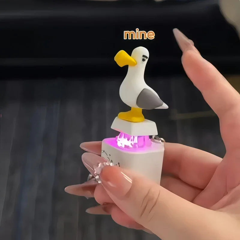 Led Light And Sound Mine Bird Keychain Rechargeable Fidget Keyboard Clicker Toy Stress Relief Key Ring For Adults Kids