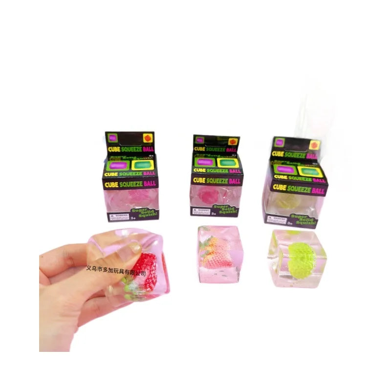 12pcs/Full Case Clear Ice Cube Resin Squishy Toy, Slow Rising Decompression Stress Relief Fidget Wholesale for Adults