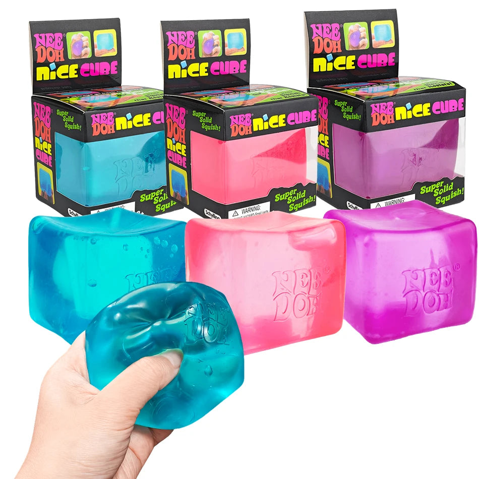 Schylling Needoh Nice Cube Sensory Stress Reliever Fidget Tool, Slow Rising Desk Sensory Cube for Anxiety & Focus, for Adults