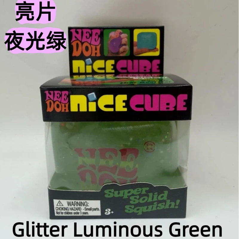 New Schylling Needoh Nice Cube Squishy Stress Toy Glow In The Dark Slow Rebound Sensory Glitter Pressure Relief For Adults gifts